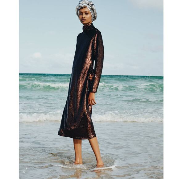 Zara Sequinned Knit Dress - Picture 1 of 5